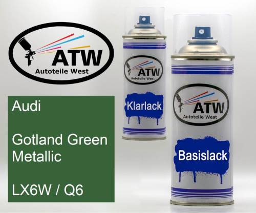 Audi, Gotland Green Metallic, LX6W / Q6: 400ml Sprühdose + 400ml Klarlack - Set, von ATW Autoteile West.